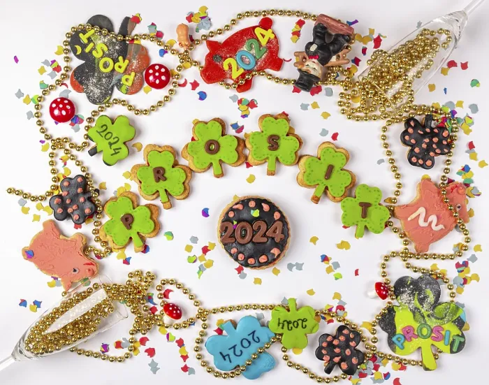 Stampa con cornice : Biscotti a forma di trifoglio.