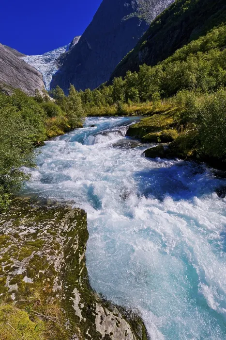 Stampa con cornice : Briksdal Glacier, Briksdalsbreen Stampa con cornice : Briksdal Glacier, Briksdalsbreen