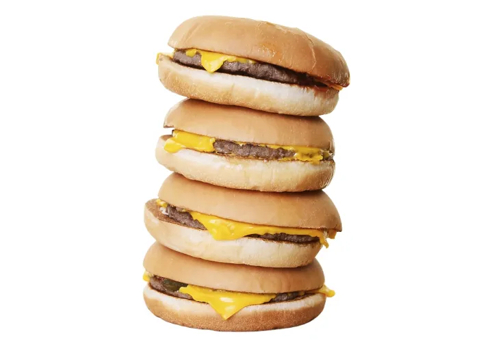 Stampa con cornice : Hamburger a strati, tagliato.