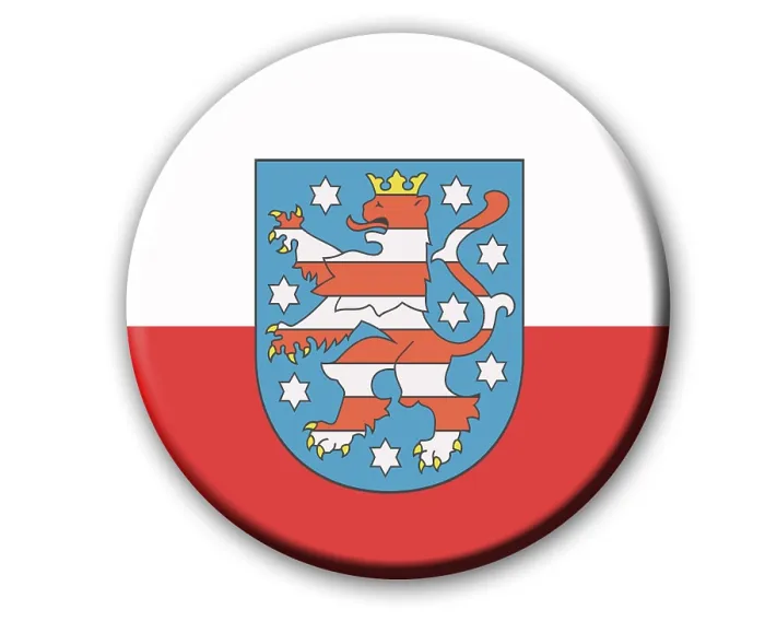 Stampa con cornice : Stemma del Land della Turingia, Germania Stampa con cornice : Stemma del Land della Turingia, Germania