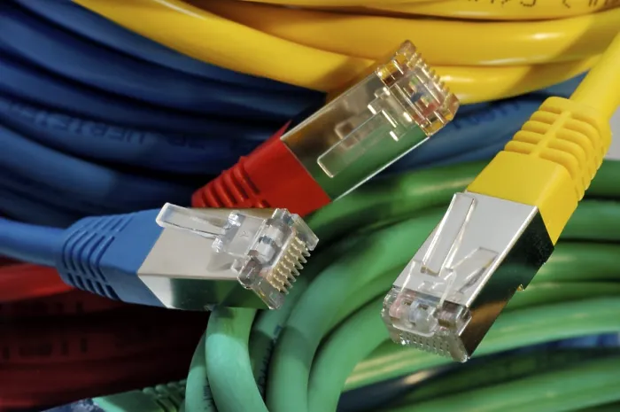 Stampa con cornice : Cavi di rete colorati per computer.