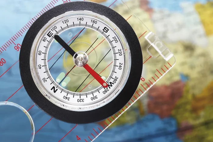 Stampa con cornice : Compasso su globo.