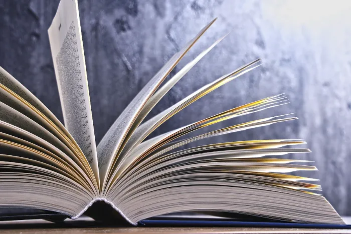 Stampa con cornice : Composizione con libro aperto.