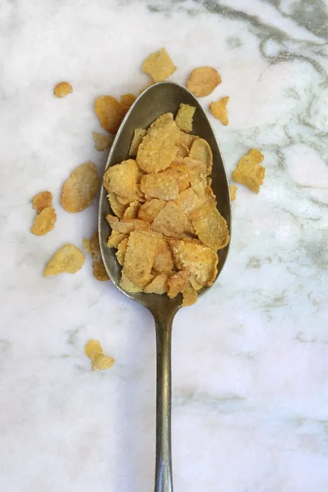 Stampa con cornice : Cornflakes in cucchiaio, Colazione