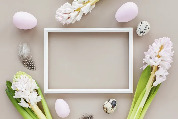 Stampa con cornice : Mockup di Pasqua con cornice bianca.