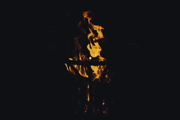 Stampa con cornice : Incendio di notte Stampa con cornice : Incendio di notte