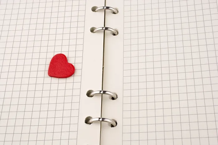 Stampa con cornice : Cuore su un quaderno a quadretti. Stampa con cornice : Cuore su un quaderno a quadretti.