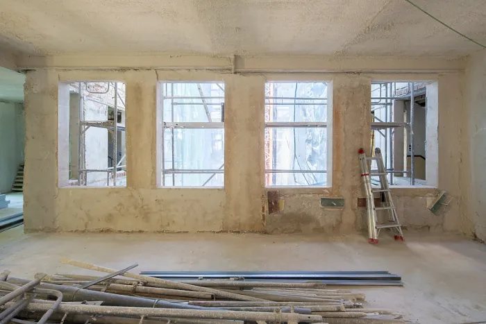 Stampa con cornice : L'interno di un edificio in costruzione. Stampa con cornice : L'interno di un edificio in costruzione.