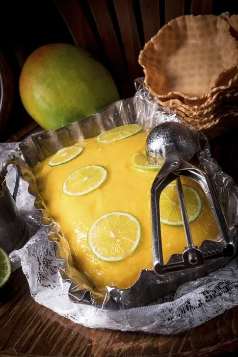 Stampa con cornice : Ghiaccio di mango e lime. Stampa con cornice : Ghiaccio di mango e lime.