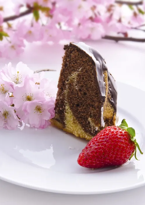 Stampa con cornice : Dolce di marmo con ciliegie.