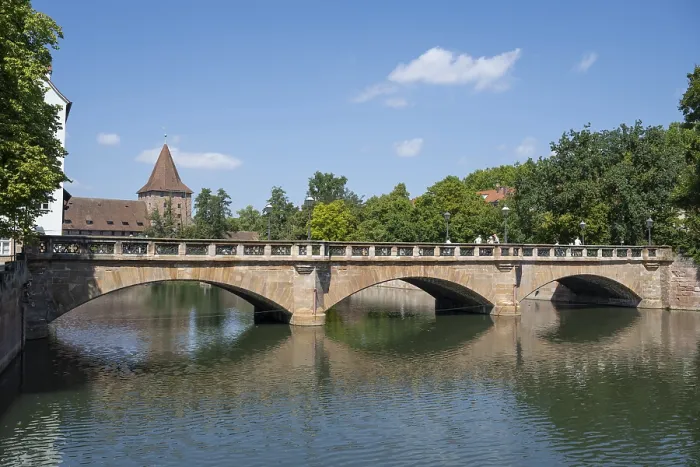 Stampa con cornice : Maxbrücke con riflessione.