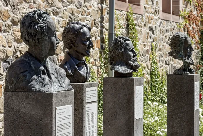 Stampa con cornice : I monumenti a Georg Buchner.