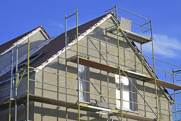 Stampa con cornice : Edificio nuovo con rendering di base completato dell'esterno Edificio nuovo con rendering di base completato dell'esterno Stampa con cornice : Edificio nuovo con rendering di base completato dell'esterno Edificio nuovo con rendering di base completato dell'esterno