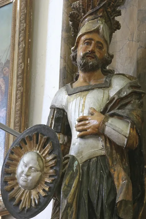 Stampa con cornice : Statua del santo. Stampa con cornice : Statua del santo.