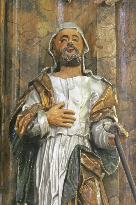 Stampa con cornice : Statua di santo. Stampa con cornice : Statua di santo.
