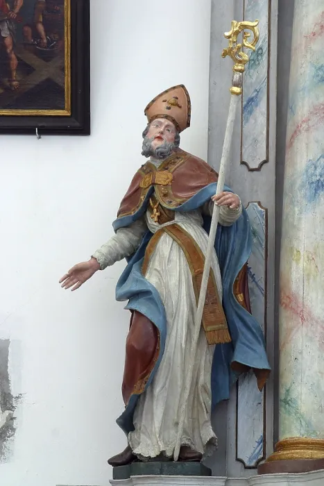 Stampa con cornice : Statua del santo. Stampa con cornice : Statua del santo.