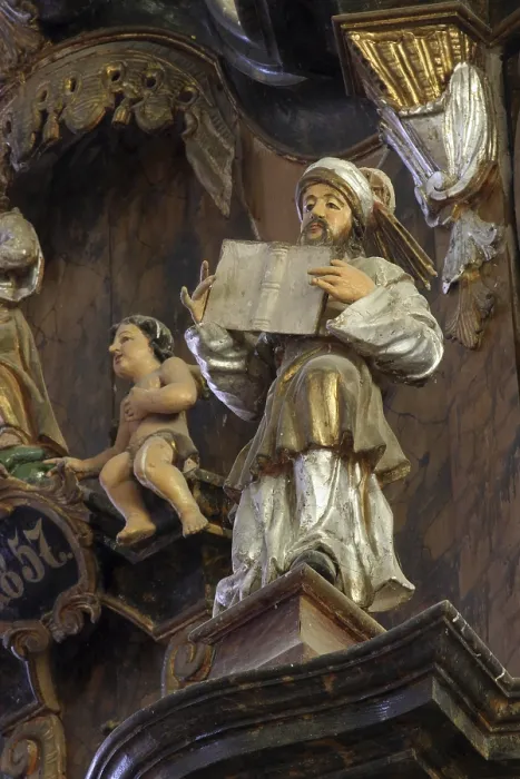 Stampa con cornice : Statua di santo. Stampa con cornice : Statua di santo.