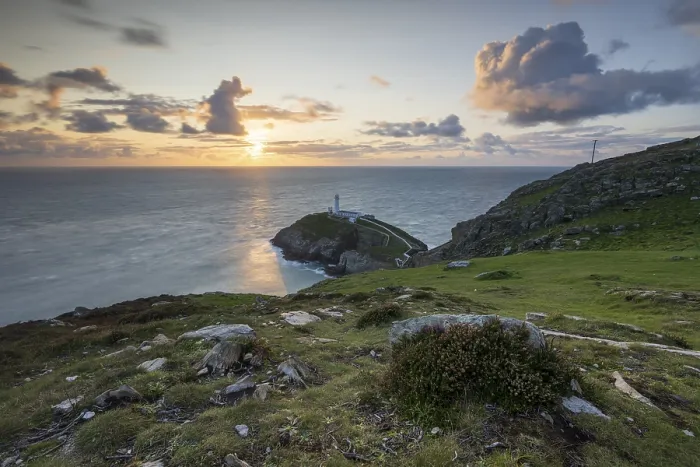 Stampa con cornice : Tramonto alla Lanterna di South Stack. Stampa con cornice : Tramonto alla Lanterna di South Stack.
