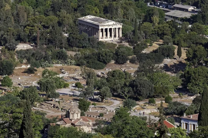 Stampa con cornice : Visuale del tempio di Efesto. Stampa con cornice : Visuale del tempio di Efesto.