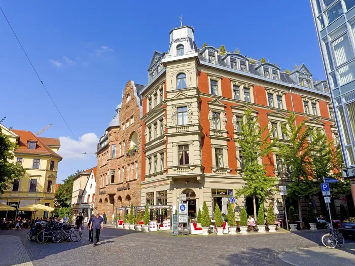 Stampa con cornice : Weimar, centro storico, Turingia, Germania. Stampa con cornice : Weimar, centro storico, Turingia, Germania.