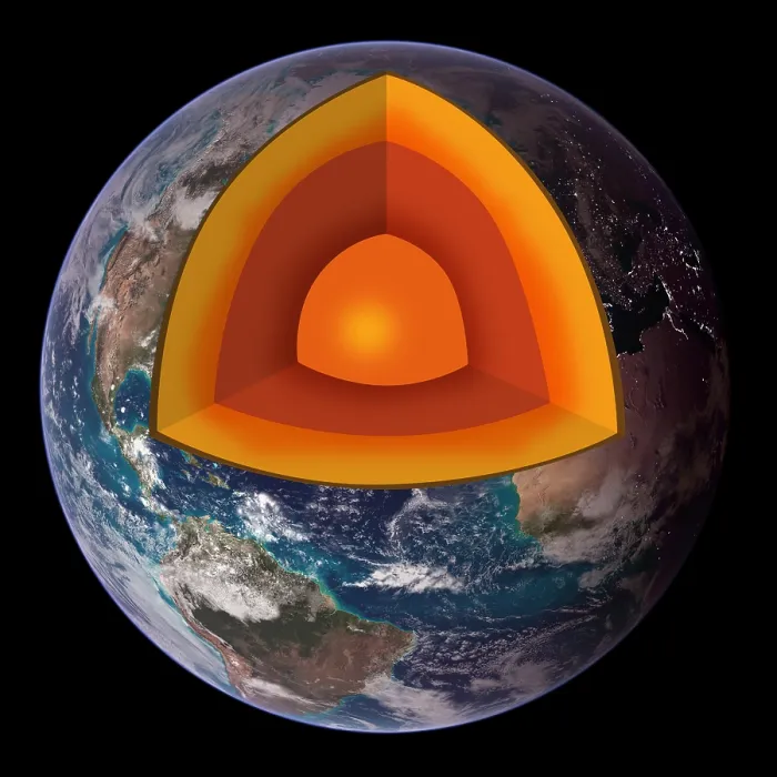 Stampa con cornice : Sezione trasversale della Terra.