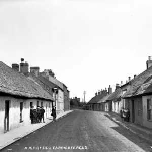 Carrickfergus Thatched Buildings Print circa Early 1900s