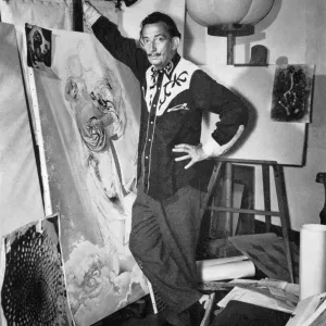 Salvador Dali in Studio with Enlarged Sea-Urchin Print, 1958 Salvador Dali in Studio with Enlarged Sea-Urchin Print, 1958