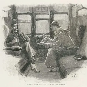 Print of Holmes and Watson in a Railway Compartment
