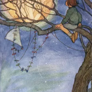 The Man in the Moon Print: A Boy Confronts Lunar Figure