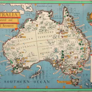 20th Century Map of Australia Print 20th Century Map of Australia Print
