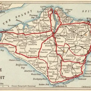 1910 Isle of Wight Map Print with Rail Network