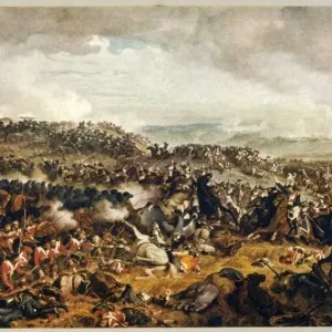 Waterloo Print: Highlanders Form Square Against French Cuirassiers Charge Waterloo Print: Highlanders Form Square Against French Cuirassiers Charge