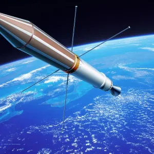Computer artwork of Explorer 1 in orbit Print Computer artwork of Explorer 1 in orbit Print