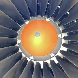 Aeroplane Engine Print: Close-up of Boeing 747 Turbine Blades