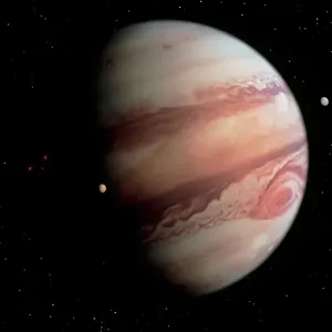 Jupiter Print: A Gaseous Giant with Moons