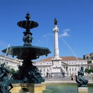 Rossio Square Print, Lisbon, Portugal