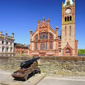 The Guild Hall Print, Derry Walls Scene with Cannon