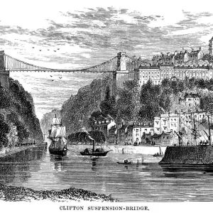 Clifton Suspension Bridge Print, Bristol River Avon Crossing Clifton Suspension Bridge Print, Bristol River Avon Crossing