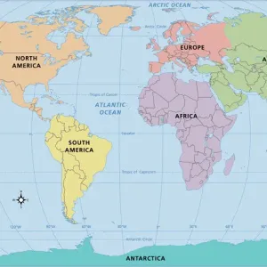 2011 World Map Print with Continent Labels
