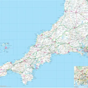 Cornwall County Road Map Print