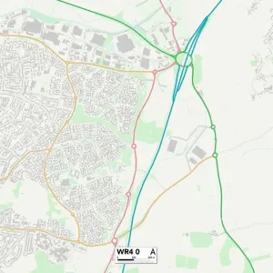 Worcester WR4 0 Postcode Sector Print Map