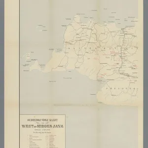 1890-1891 Print of West and Central Java Map