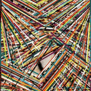 Abstract Painting Print: Vibrant Colors in Dynamic Movement