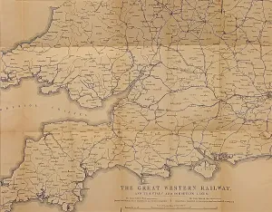 Opere D'arte E Documenti Stampe: Carta rete GWR del 1850