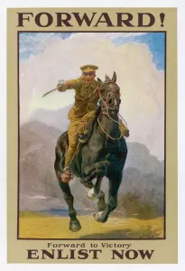 Stampe di Avanti! Avanti verso la vittoria - arruolati ora. Un soldato carica su un cavallo nero Immagini Correlate Stampe: Avanti! Iscriviti ora