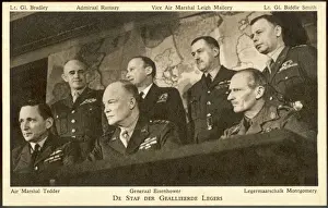 Stampe di Il generale dell'armata alleata per l'invasione - maresciallo Tedder , gen. Bradley , Eisenhower , ammiraglio Ramsay , Leigh-Mallory , Montgomerie, ltgen. Biddle Smith Generali E Leader Stampe: Comandanti del giorno D della coalizione alleata