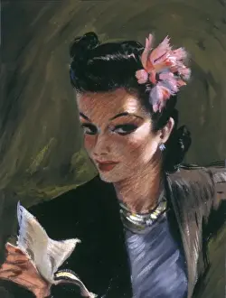 David Wright Pin Up Stampe: Alluring letter reader by David Wright