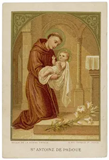 Stampe di Il santo italiano è rappresentato che tiene il bambino Gesù, sebbene nella realtà storica i due non si sono mai incontrati Veneto Stampe: San Antonio di Padova