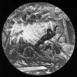 Welsh Mining History Stampe: Artists impression of a colliery explosion