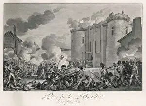 French Revolution Artwork Stampe: Attacking the Bastille